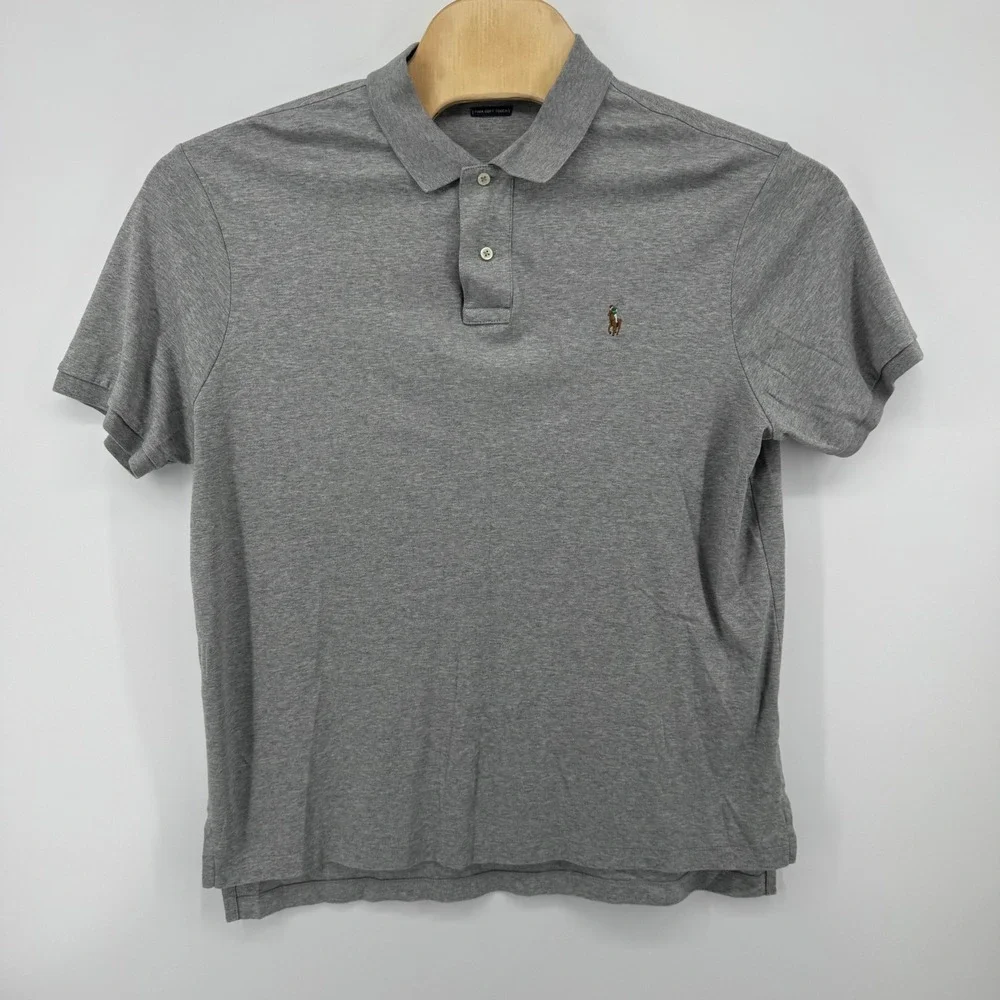 Polo Ralph Lauren Mens XL Grey Pima Soft Touch‎ Short Sleeve Polo Shirt Cotton